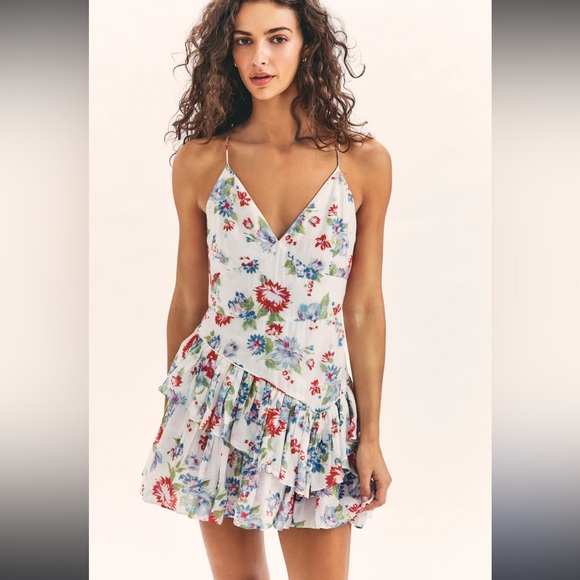 LoveShack Fancy - Marion mini sunDress in Cherry Skies XS - Picture 2 of 7